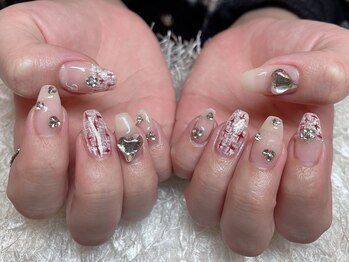 レアネイル 新宿(le'a nail)/赤ツイードネイル