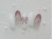 プティ アイビューティ 北浜店(peTiT eyebeauty)/リボン　韓国ネイル　ワンホン