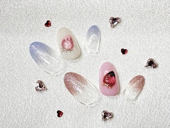 ストロベリーバレンタインネイル