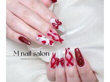 Mネイル/赤チエックネイル|持ち込み