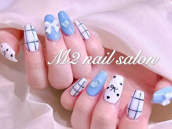 エムズ ネイルサロン(M2)/チェックリボンワンホンネイル