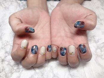 ネイルアンドアイラッシュサロン エスポアール(nail&eyelash salon espoir)/ブルー大理石ネイル 90分コース