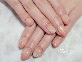 斜めフレンチ／ベージュ／ピンク