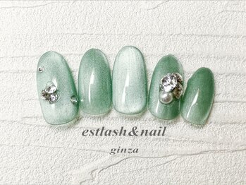 エストラッシュアンドネイル 銀座店(est lash&nail)/グリーンマグネットネイル