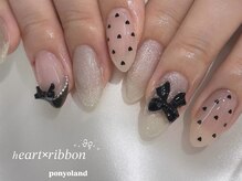 ネイルライフ 目黒店 恵比寿 白金(NailLife)/ハートドットリボンネイル