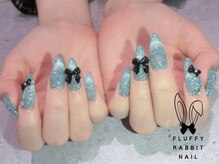 フラッフィーラビットネイル(fluffy rabbit nail)/定額 ワンホン キラキラ リボン