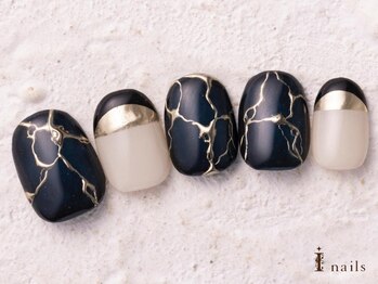アイネイルズ 横浜WEST店(I-nails)/ミラー大理石フレンチ9480円