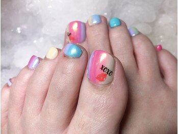 アグン(agung)/フット夏★縦グラデネイル