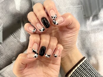 リグネイル 草加(rig nail)/カウ柄フレンチ*。