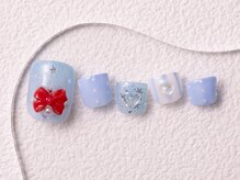 アイネイルズ 大宮店(Ｉ nails)/ブルー×赤リボン