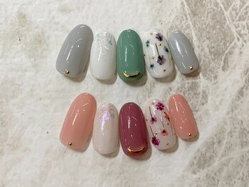 ネイルサロン キャンディネイル(Candy Nail)/押し花ネイル by佐合