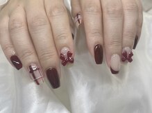 インザピンクリリー(in the pink LILY)/ボルドー/チェックネイル