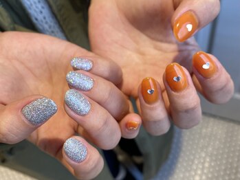 シェルネイル(SHELL NAIL)/オレンジアシメ/staff:hirahara