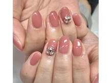 アイリッシュネイル 久屋大通店(Irish Nail)/シアーピンク×ビジュー盛り