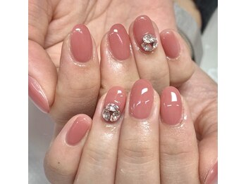 アイリッシュネイル 久屋大通店(Irish Nail)/シアーピンク×ビジュー盛り