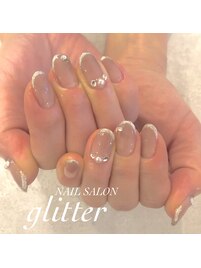 大人なラメラインネイル