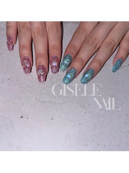 ジゼルネイル(Gisele Nail)/フラッシュアシメ×ハートパーツ