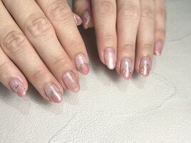 ［パールピンク＆ミラーネイル］