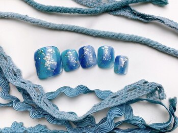 ネイルサロン&スクール ジーナ(GINA)/シルバー×ブルーネイル