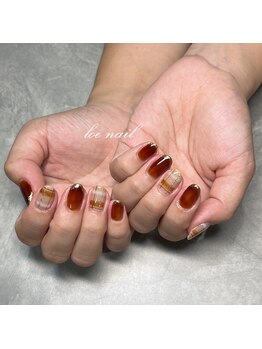 ロエネイル(loe nail)/チェック×ミラーネイル