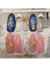 ハニーズネイル(Honey's Nail)/デニム柄&フェザー