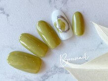 ボネール(nail ＆ eyelash Bounail)/グリーン　シンプル　秋ネイル
