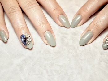 ビジューネイル/ストーン/グレー