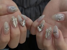 ガレージネイル(GARAGE Nail)/ブルーチーク×リボンハート