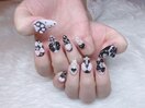 ピンク×黒　地雷ちゃんネイル☆
