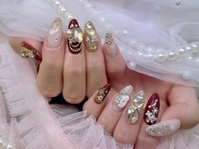 アリーズ(Allies)/冬ネイル ボルドー イニシャル