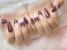 ワンハンドレッドプラス(100+)/ボルドーリボンネイル