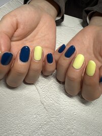 ミモザ風マットカラー×ブルー