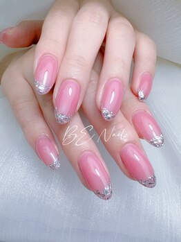 ビーネイル 新松戸(BE NAIL)/キラキラガラスフレンチ