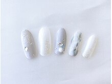 ジャム ネイルアンドアイラッシュ(Jam nail&eyelash)/グレー×ホワイト　冬ネイル