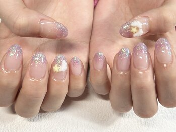 ラメグラデーション＋パーツ