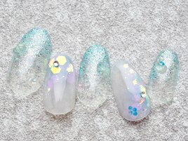 紫陽花カラーのアートネイル