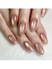 ブラウンマグ×フラッシュネイル