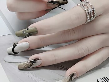 モルフォネイル(Morpho nail)/#ブラウン#ニュアンス#大理石