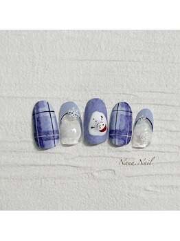 ナナネイル(Nana.Nail)/雪だるま×チェックネイル