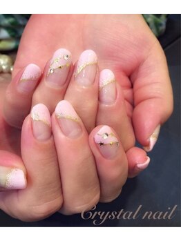 クリスタルネイル ボンベルタ橘店(CRYSTAL NAIL)/ななめフレンチネイル