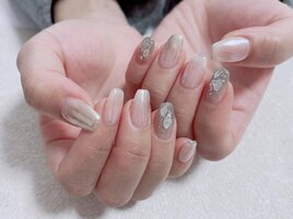 ミラーグラデーション　冬ネイル