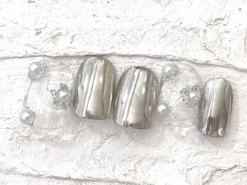 ネイルメゾン 池袋店(NAIL MAISON)/ミラー銀箔フラワー¥4800