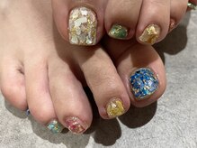 プロテア(protea)/シェル埋め尽くしフットネイル