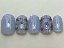 ネイルメゾン 天神店(NAIL MAISON)/ブルーラメ手書きお花¥7550