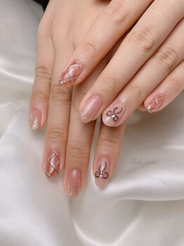 チェックパラジェル冬ネイル