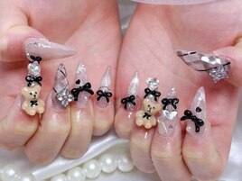 3Dくまチェックネイル スカルプ