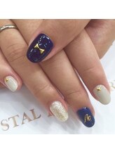 クリスタルネイル ボンベルタ橘店(CRYSTAL NAIL)/イニシャル×リボン
