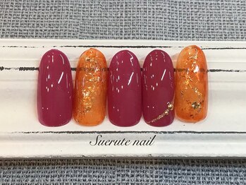 スエルテ ネイルサロン 北千住店/暖色ミックスネイル　¥7000