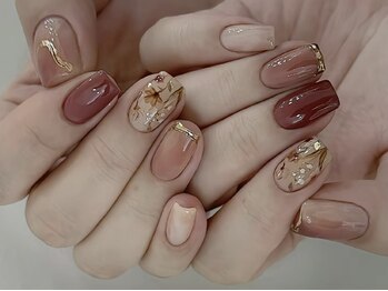 モルフォネイル(Morpho nail)/#ブラウン#ニュアンス#大理石