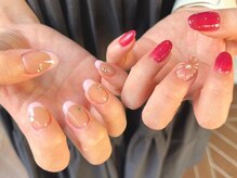 アイネイルズ 三宮店(I nails)/アシメフレンチフラワー ￥8563